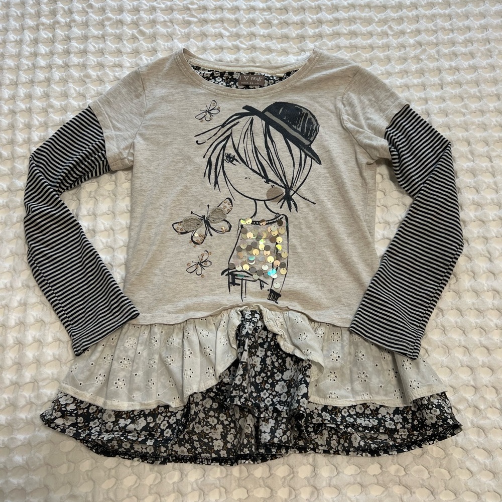 Next Floral Ruffle Long-Sleeve Tunic Top